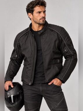 Fieldsheer Black Motorcycle Riding Jacket Armored Moto Biker Racing inside liner
